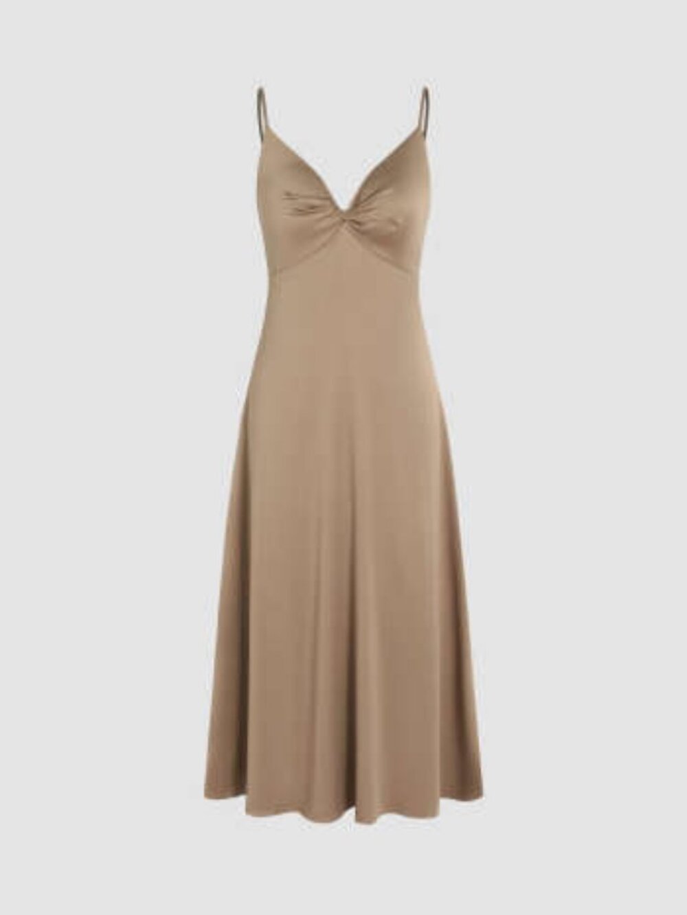 NWT Fabric Solid Satin Ruffles Cami Midi Dress Recycled Fabric Solid Satin